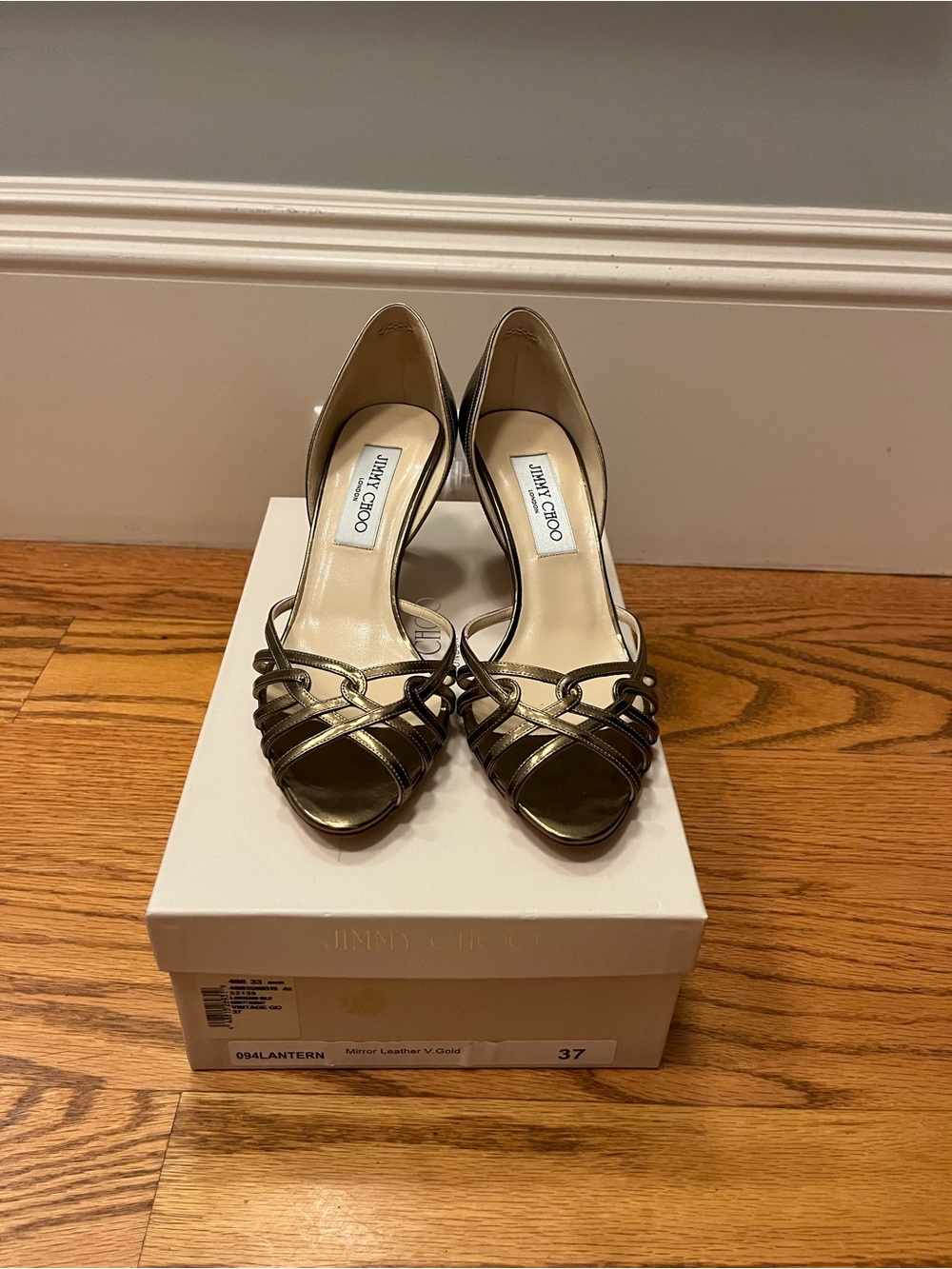 Jimmy Choo leather gold D'Orsay pumps WITH BOX